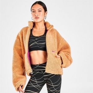 Nike NSW Sherpa Swoosh Camel Full Zip Jacket